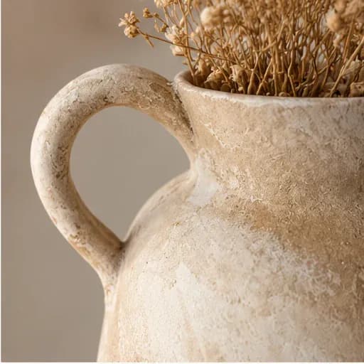 Rustic ceramic vase, detail view