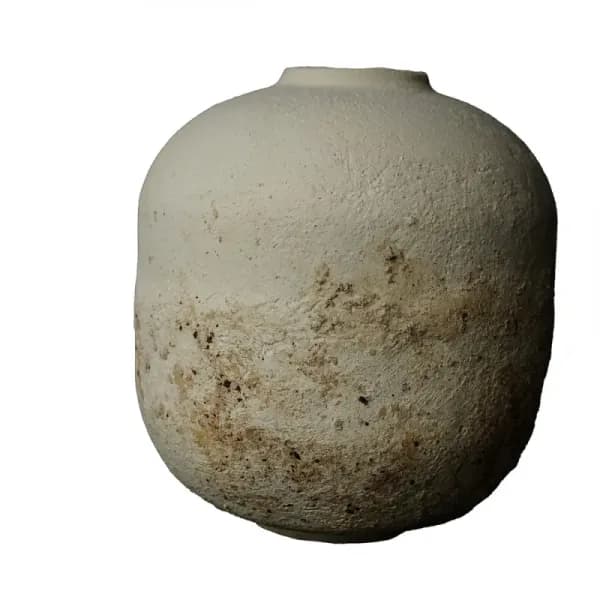 Textured stoneware vase, full view