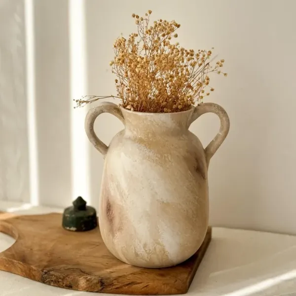 Rustic ceramic vase, full view
