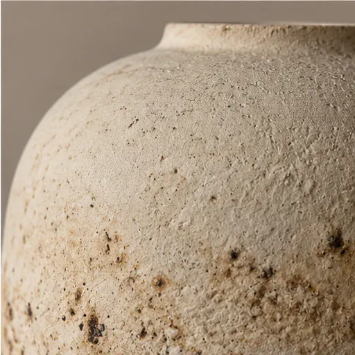 Textured stoneware vase, detail view