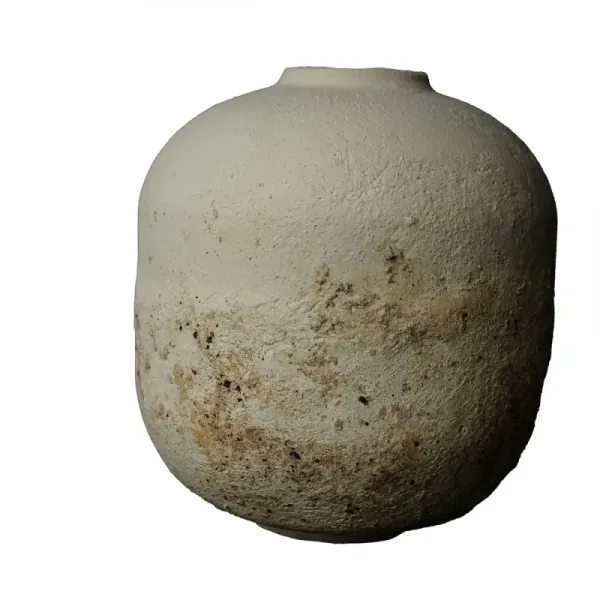Textured stoneware vase, full view